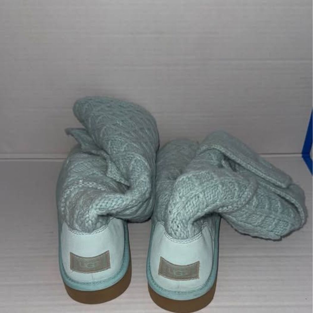 UGG Lattice Cardy Light Blue Knit Boots size 11